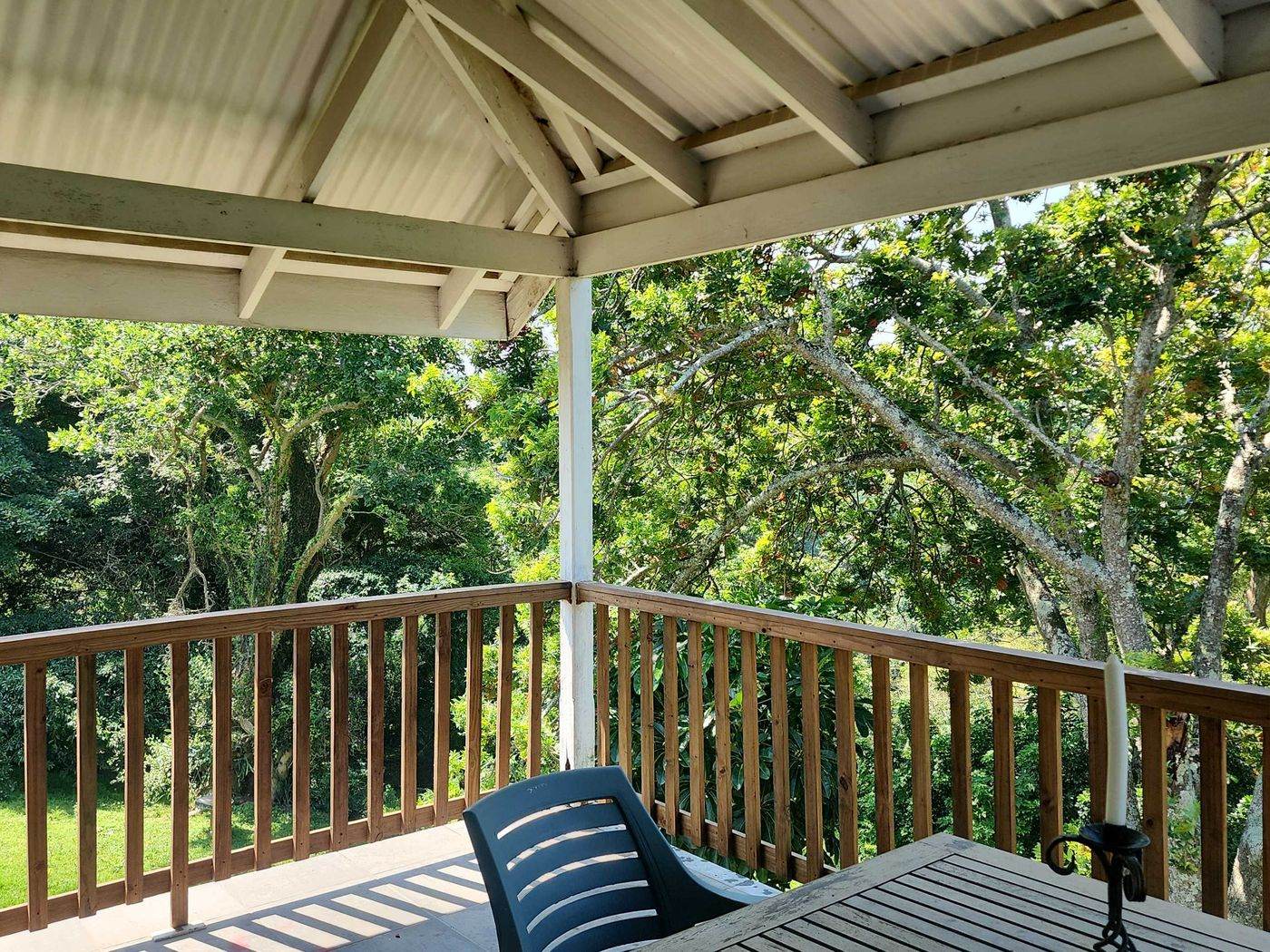 Corner of the verandah looking into the trees